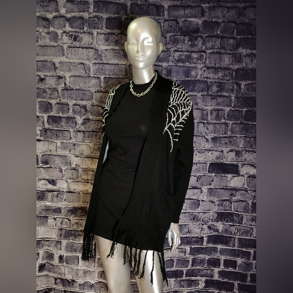 RARE! Spider Web Black Cardigan Sweater from Too Fast - Picture 10 of 13